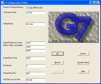 G7 Configuration Dialog